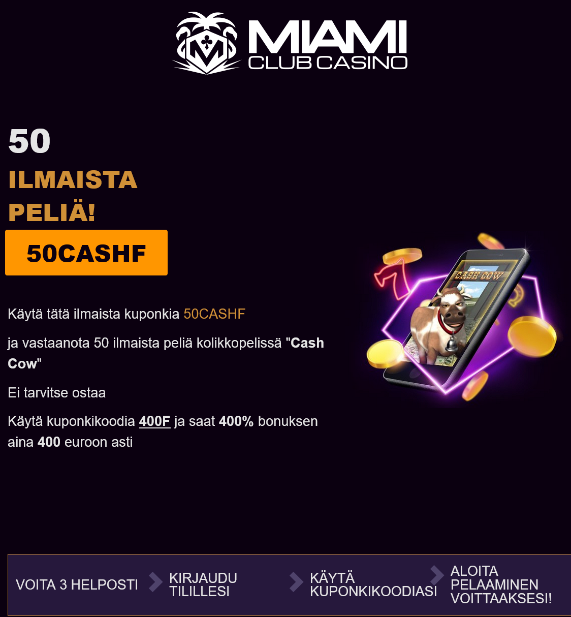 Miami Club 50 Free Spins (Finland)